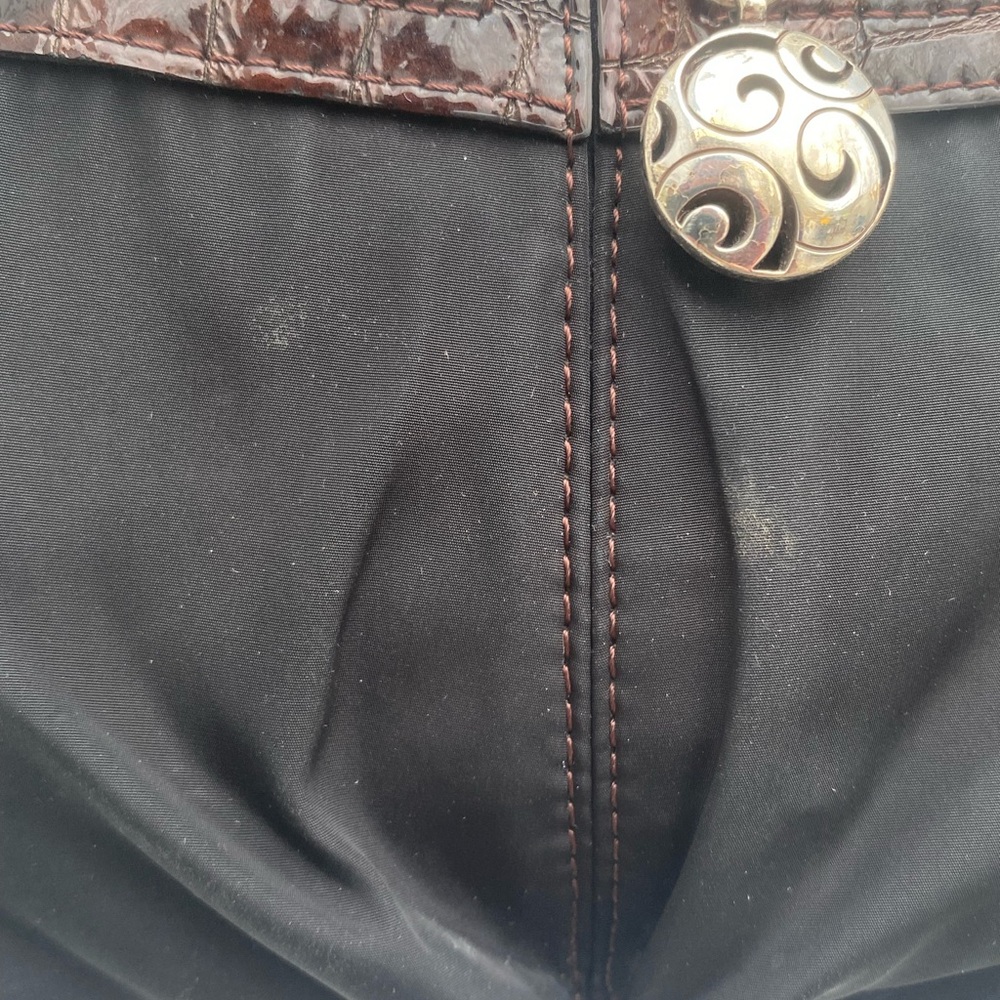 Brighton Nylon Go Go Slim Crossbody Bag Black/Brown Croc🐊 Embossed Leather Trim - Picture 4 of 16